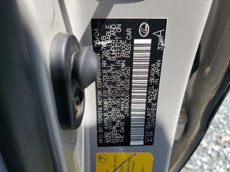 Продажа на аукционе авто 2004 Lexus Es, vin: JTHBA30G145047260, номер лота: 55441316