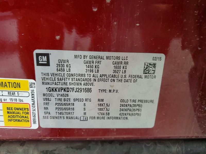 2015 Gmc Acadia მანქანა იყიდება აუქციონზე, vin: 1GKKVPKD7FJ291686, აუქციონის ნომერი: 53636936