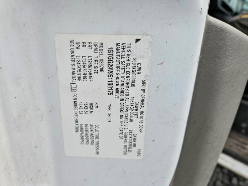 52465766 :رقم المزاد ، 1GTGG29V951190175 vin ، 2005 Gmc Savana مزاد بيع