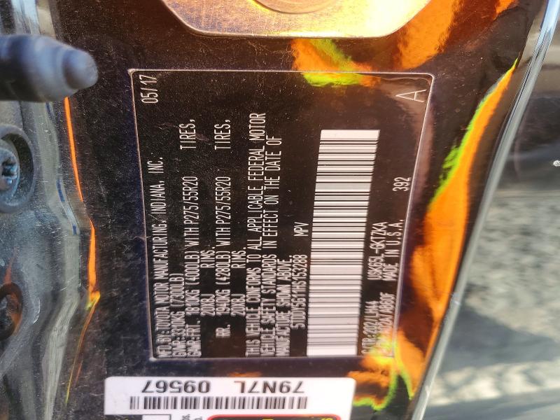 52614546 :رقم المزاد ، 5TDDY5G11HS153288 vin ، 2017 Toyota Sequoia مزاد بيع