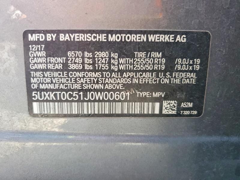 Aukcja sprzedaży 2018 Bmw X5, vin: 5UXKT0C51J0W00601, numer aukcji: 52335856