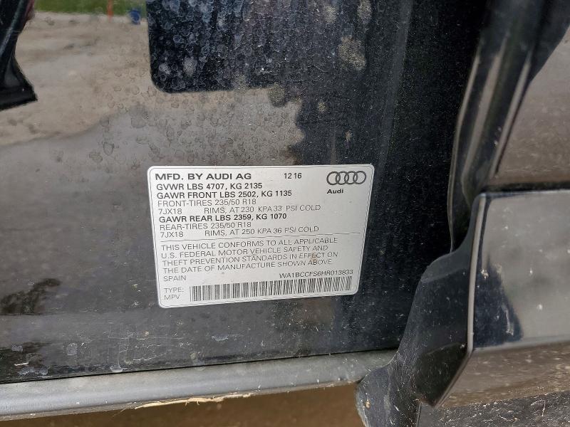 53635026 :رقم المزاد ، WA1BCCFS6HR013833 vin ، 2017 Audi Q3 مزاد بيع