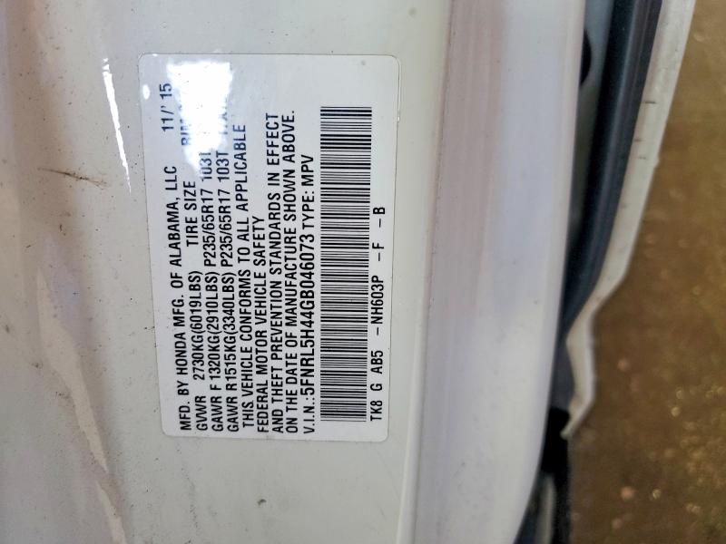 Auction sale of the 2016 Honda Odyssey, vin: 5FNRL5H44GB046073, lot number: 54845566