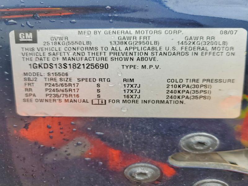 55026816 :رقم المزاد ، 1GKDS13S182125690 vin ، 2008 Gmc Envoy مزاد بيع