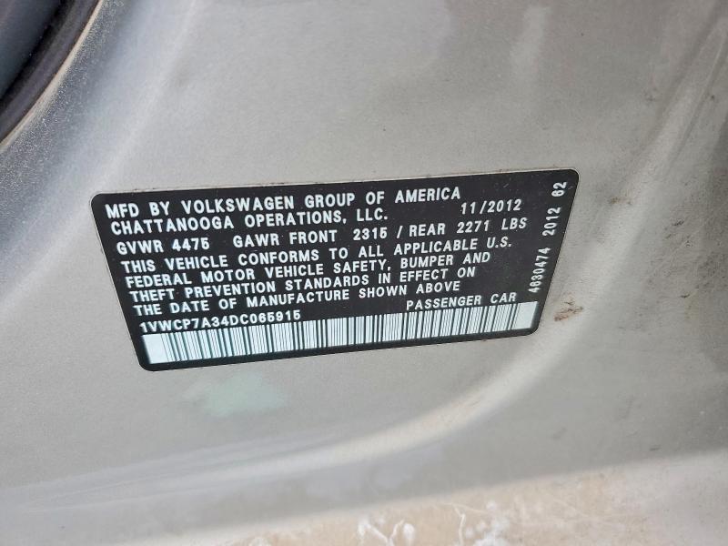 Aukcja sprzedaży 2013 Volkswagen Passat, vin: 1VWCP7A34DC065915, numer aukcji: 52683416