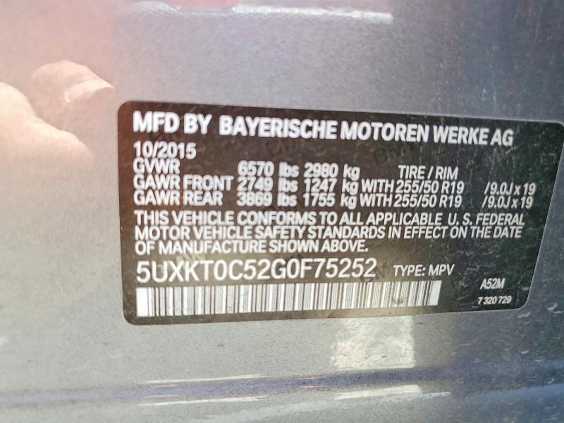 Aukcja sprzedaży 2016 Bmw X5, vin: 5UXKT0C52G0F75252, numer aukcji: 54456916