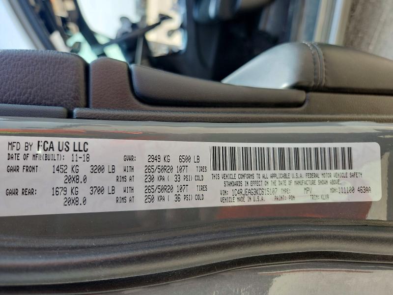 Aukcja sprzedaży 2019 Jeep Grand Cherokee, vin: 1C4RJEAG3KC615107, numer aukcji: 52472666