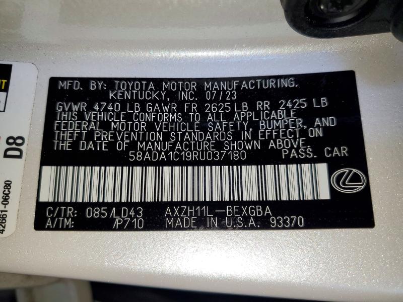Продажа на аукционе авто 2024 Lexus Es 300h, vin: 58ADA1C19RU037180, номер лота: 51905196