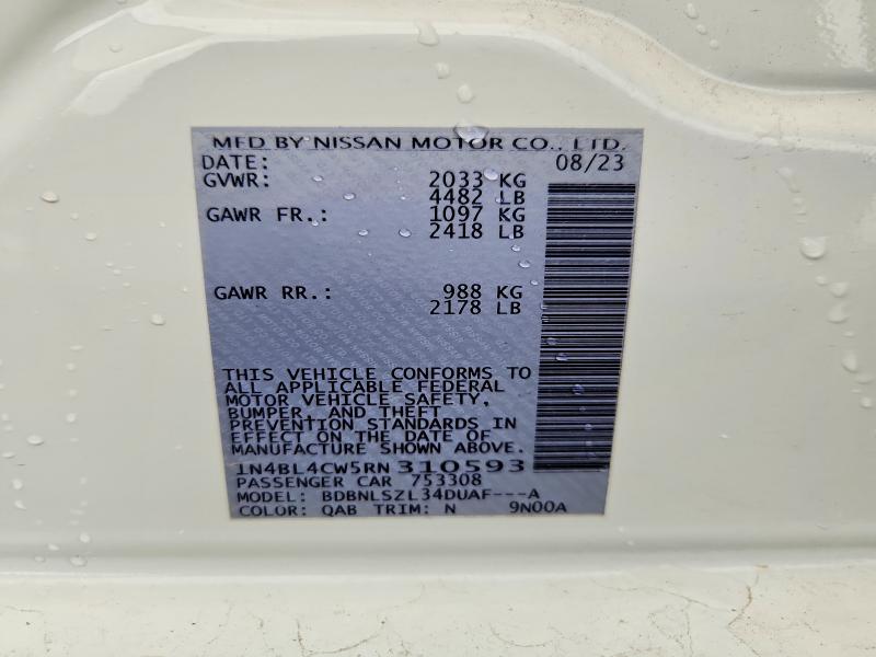 2024 Nissan Altima მანქანა იყიდება აუქციონზე, vin: 1N4BL4CW5RN310593, აუქციონის ნომერი: 52066836
