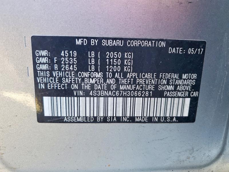 Продаж на аукціоні авто 2017 Subaru Legacy, vin: 4S3BNAC67H3066281, номер лоту: 52694776