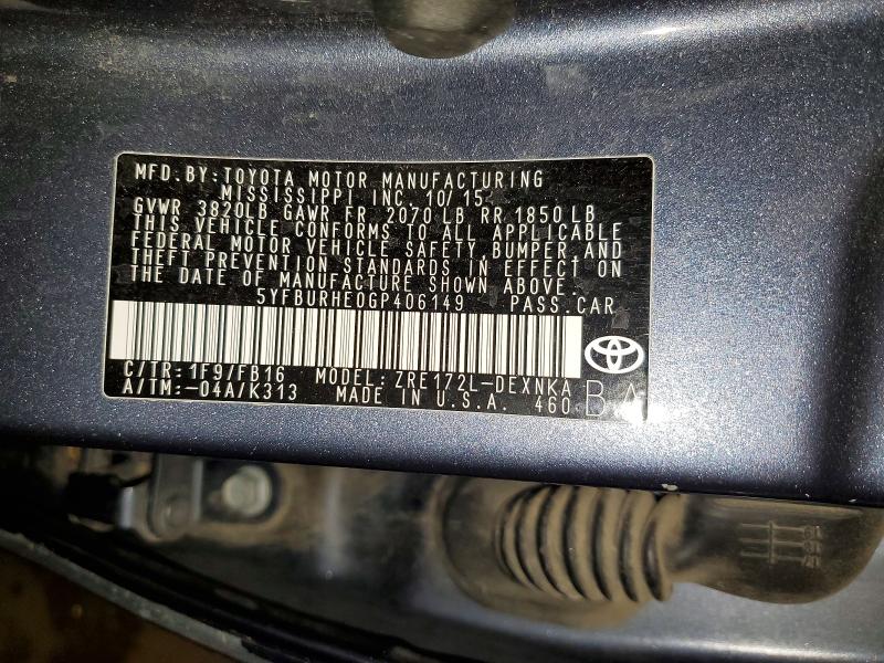 Продажа на аукционе авто 2016 Toyota Corolla, vin: 5YFBURHE0GP406149, номер лота: 51910086