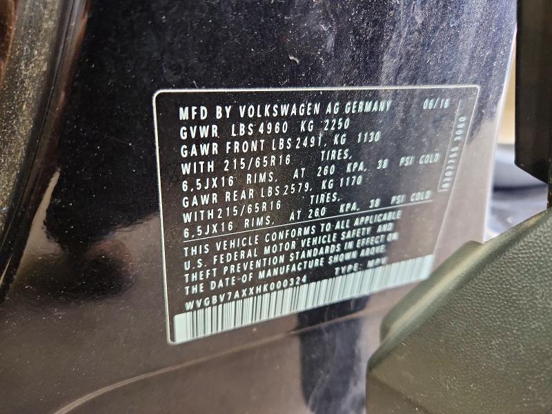 Aukcja sprzedaży 2017 Volkswagen Tiguan, vin: WVGBV7AXXHK000324, numer aukcji: 54344476