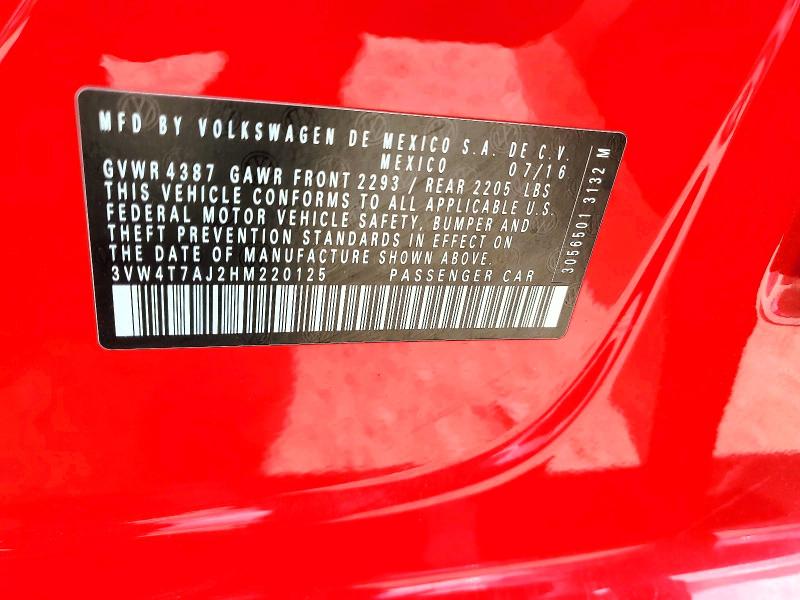 52070606 :رقم المزاد ، 3VW4T7AJ2HM220125 vin ، 2017 Volkswagen Jetta مزاد بيع