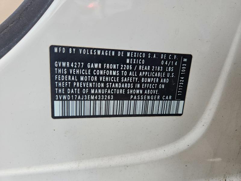 54862246 :رقم المزاد ، 3VWD17AJ3EM433263 vin ، 2014 Volkswagen Jetta مزاد بيع