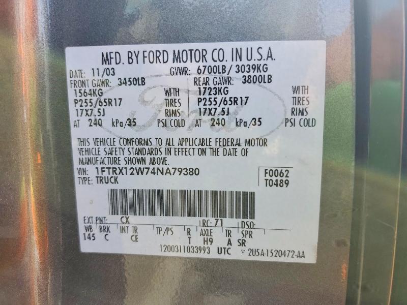 Продаж на аукціоні авто 2004 Ford F150, vin: 1FTRX12W74NA79380, номер лоту: 54306236