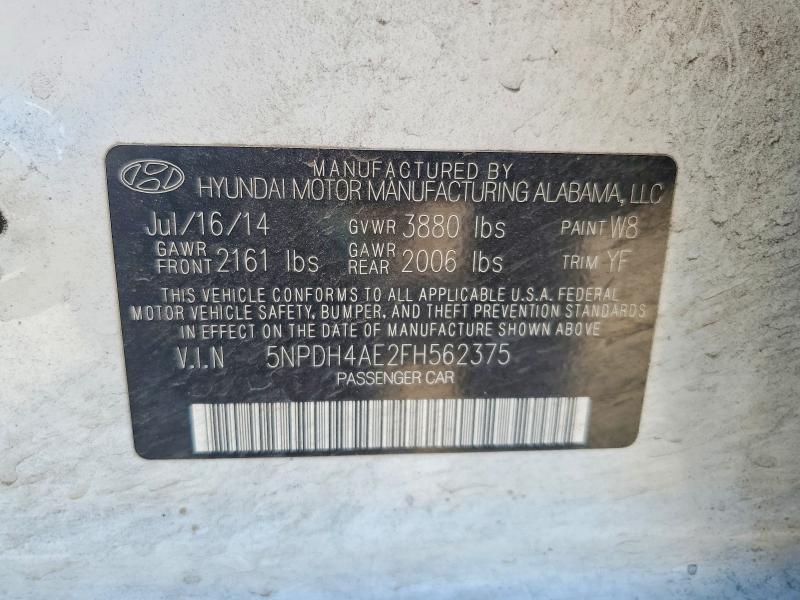 Aukcja sprzedaży 2015 Hyundai Elantra, vin: 5NPDH4AE2FH562375, numer aukcji: 54923636