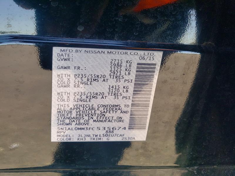Продаж на аукціоні авто 2015 Infiniti Qx60, vin: 5N1AL0MM3FC535674, номер лоту: 52148406