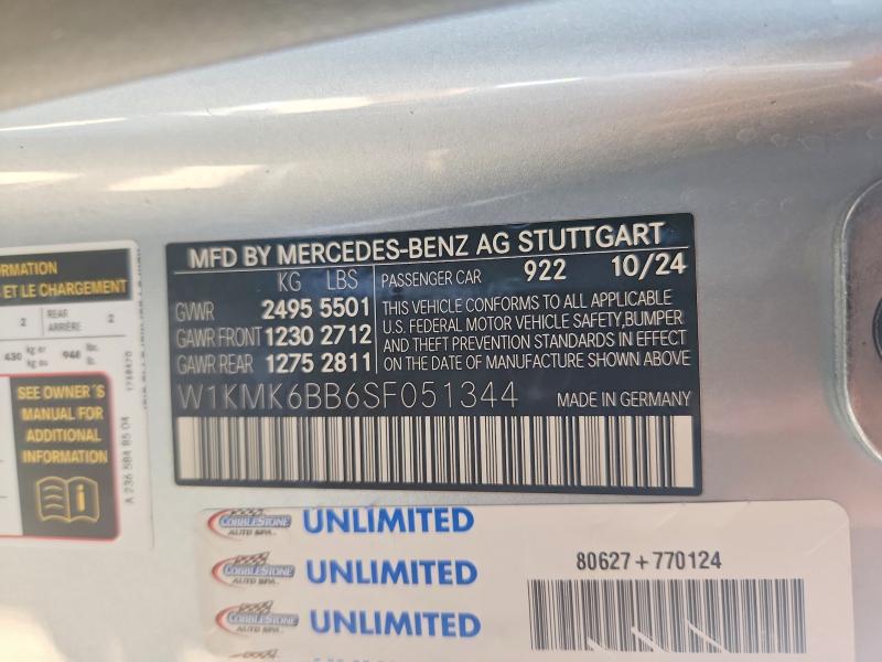 Продаж на аукціоні авто 2025 Mercedes-benz Cle, vin: W1KMK6BB6SF051344, номер лоту: 52940236