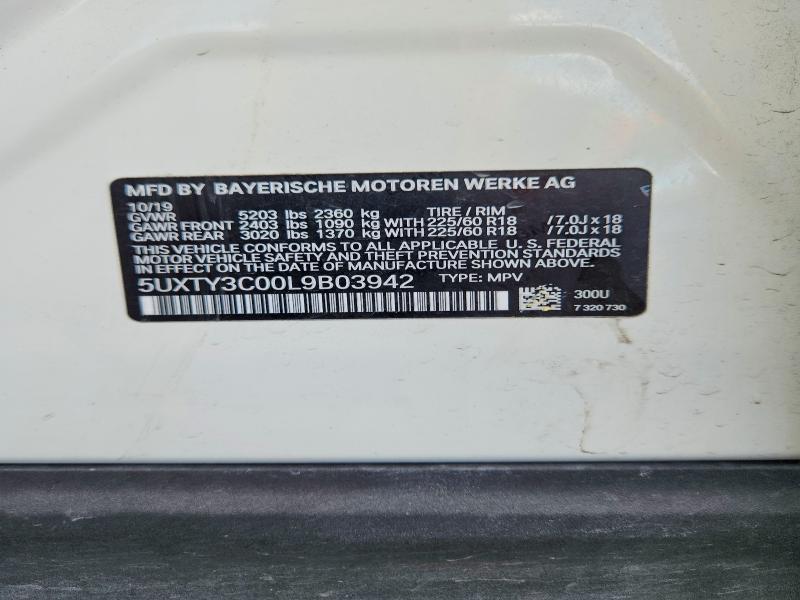 Продаж на аукціоні авто 2020 Bmw X3, vin: 5UXTY3C00L9B03942, номер лоту: 54920276