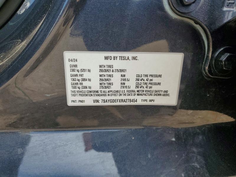 Aukcja sprzedaży 2024 Tesla Model Y, vin: 7SAYGDEFXRA278454, numer aukcji: 54437896