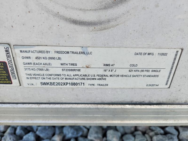 Продажа на аукционе авто 2023 Freedom Trailers Trailer, vin: 5WKBE202XP1080171, номер лота: 51980396