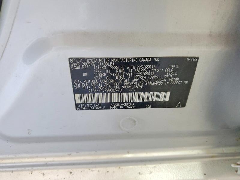 Продаж на аукціоні авто 2009 Toyota Rav4, vin: 2T3ZF31V79W007473, номер лоту: 54752296