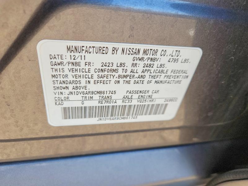 Aukcja sprzedaży 2012 Infiniti G25 Sedan, vin: JN1DV6AR9CM861745, numer aukcji: 53586736