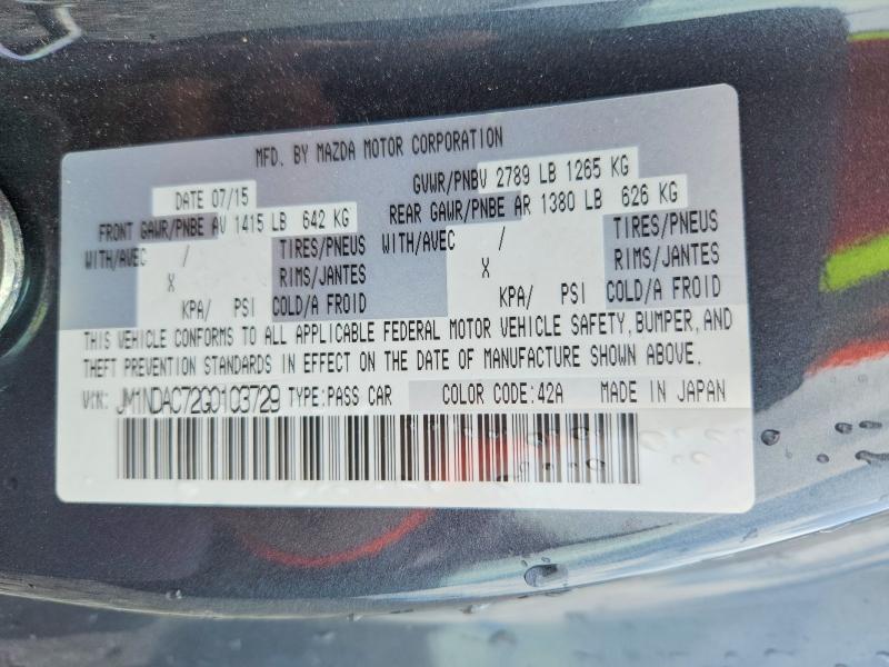 Aukcja sprzedaży 2016 Mazda Mx-5 Miata, vin: JM1NDAC72G0103729, numer aukcji: 54083956