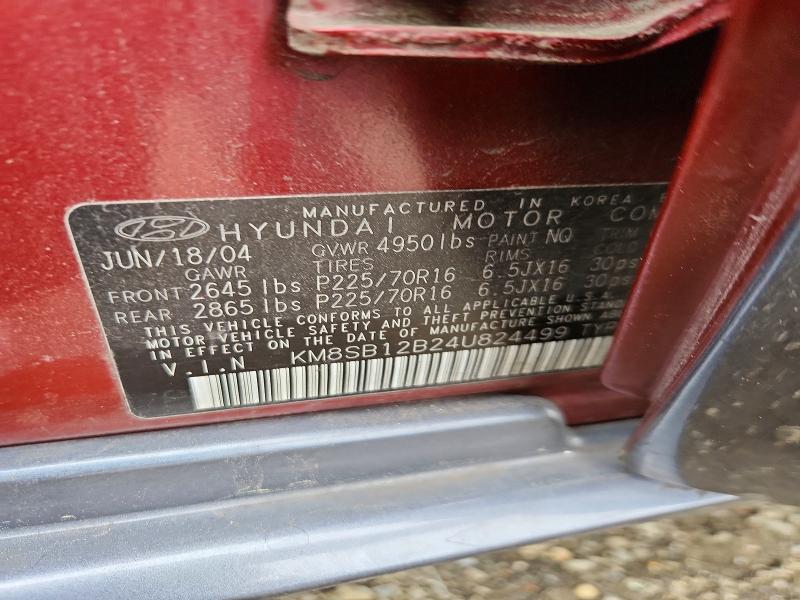 Aukcja sprzedaży 2004 Hyundai Santa Fe, vin: KM8SB12B24U824499, numer aukcji: 53343256