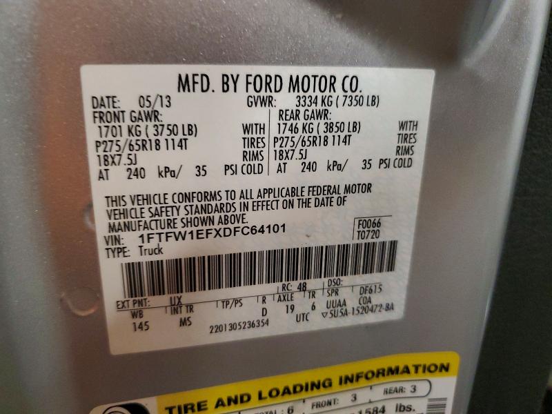 Продаж на аукціоні авто 2013 Ford F150, vin: 1FTFW1EFXDFC64101, номер лоту: 53639616