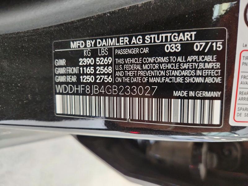 Auction sale of the 2016 Mercedes-benz E, vin: WDDHF8JB4GB233027, lot number: 55125046