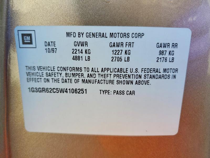 52910596 :رقم المزاد ، 1G3GR62C5W4106251 vin ، 1998 Oldsmobile Aurora مزاد بيع