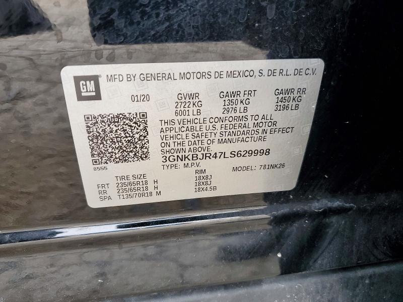 Aukcja sprzedaży 2020 Chevrolet Blazer, vin: 3GNKBJR47LS629998, numer aukcji: 54512496
