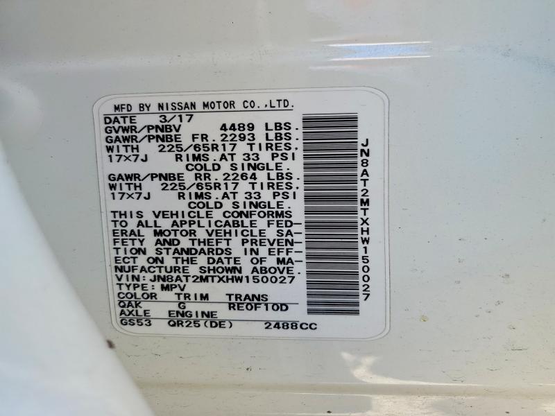 Aukcja sprzedaży 2017 Nissan Rogue, vin: JN8AT2MTXHW150027, numer aukcji: 52910196