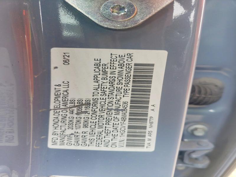 Продажа на аукционе авто 2021 Honda Accord, vin: 1HGCV1F48MA084536, номер лота: 51286086
