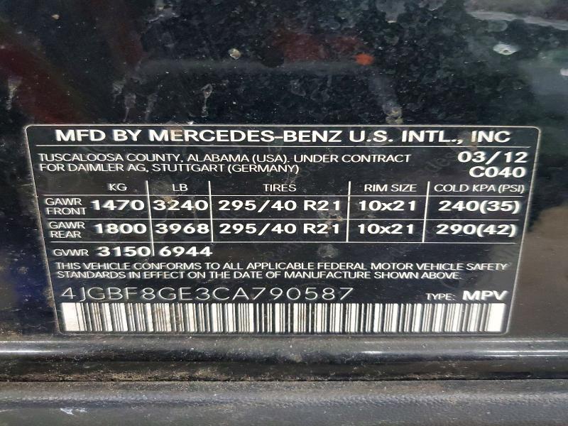 Продажа на аукционе авто 2012 Mercedes-benz Gl, vin: 4JGBF8GE3CA790587, номер лота: 52423696