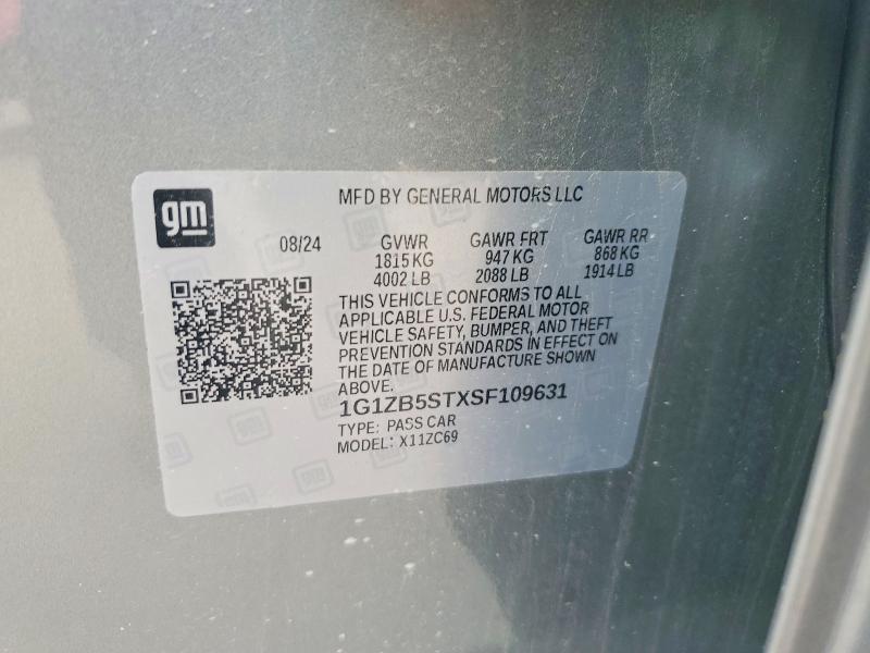 2025 Chevrolet Malibu მანქანა იყიდება აუქციონზე, vin: 1G1ZB5STXSF109631, აუქციონის ნომერი: 55161886