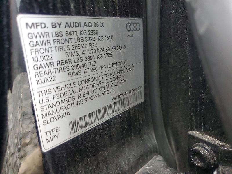 53018826 :رقم المزاد ، WA1EVAF14LD025620 vin ، 2020 Audi Q8 مزاد بيع