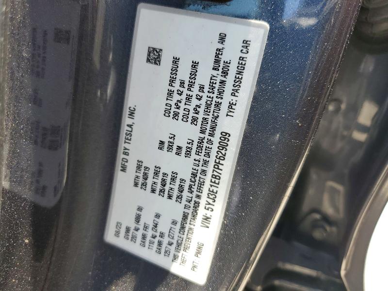 Aukcja sprzedaży 2023 Tesla Model 3, vin: 5YJ3E1EB7PF629099, numer aukcji: 52089186