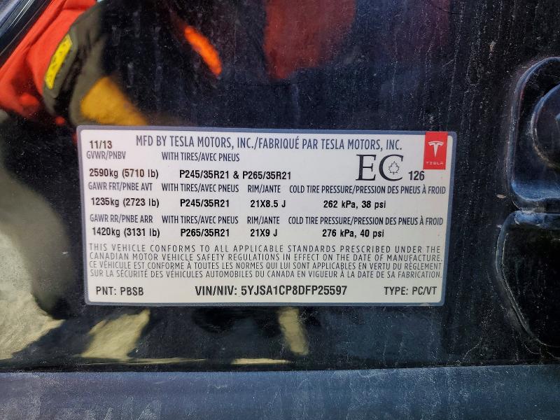53274116 :رقم المزاد ، 5YJSA1CP8DFP25597 vin ، 2013 Tesla Model S مزاد بيع