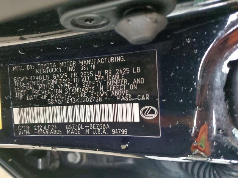 Продажа на аукционе авто 2019 Lexus Es, vin: 58ABZ1B13KU002738, номер лота: 53432026