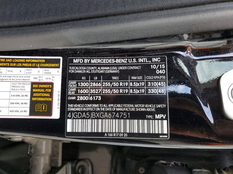 52484186 :رقم المزاد ، 4JGDA5JBXGA674751 vin ، 2016 Mercedes-benz Gle مزاد بيع