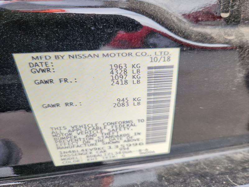 Aukcja sprzedaży 2019 Nissan Altima, vin: 1N4BL4EV9KC135996, numer aukcji: 53897936