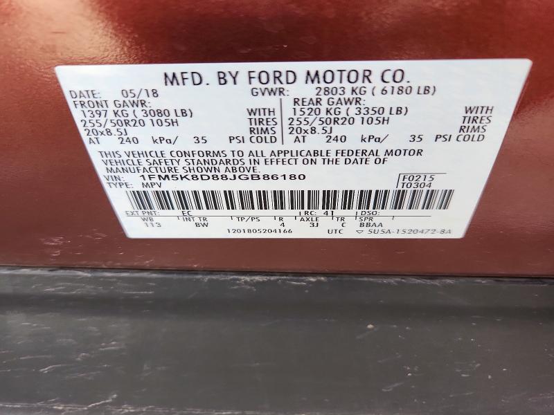 Продаж на аукціоні авто 2018 Ford Explorer, vin: 1FM5K8D88JGB86180, номер лоту: 52202386