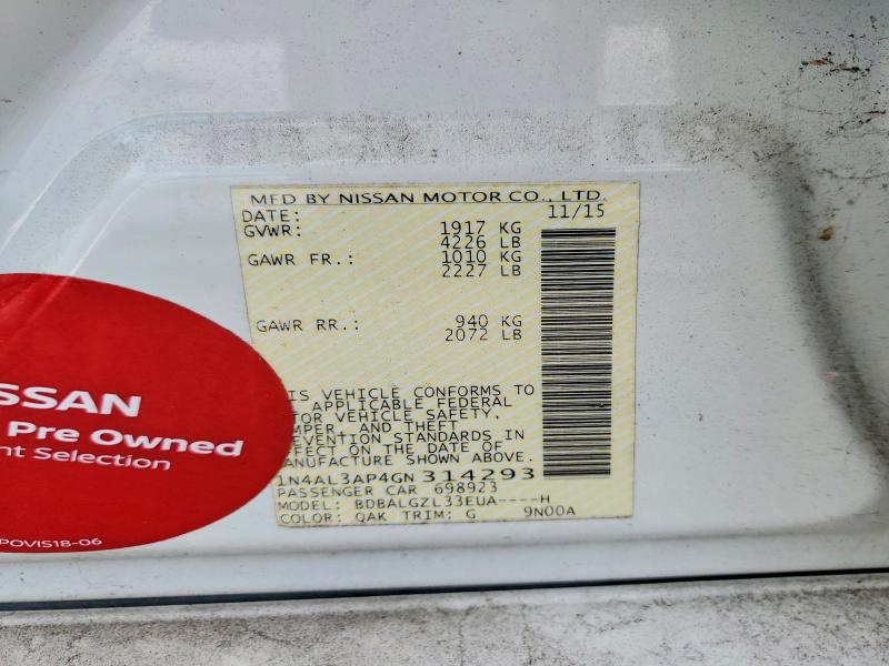 Продажа на аукционе авто 2016 Nissan Altima, vin: 1N4AL3AP4GN314293, номер лота: 53369996