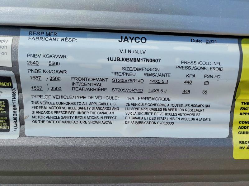 Aukcja sprzedaży 2021 Jayco Jay Flight Slx, vin: 1UJBJ0BM8M17N0607, numer aukcji: 52539626