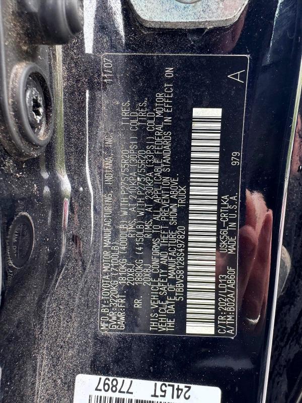 Продаж на аукціоні авто 2008 Toyota Tundra, vin: 5TBBV58128S497820, номер лоту: 53840146