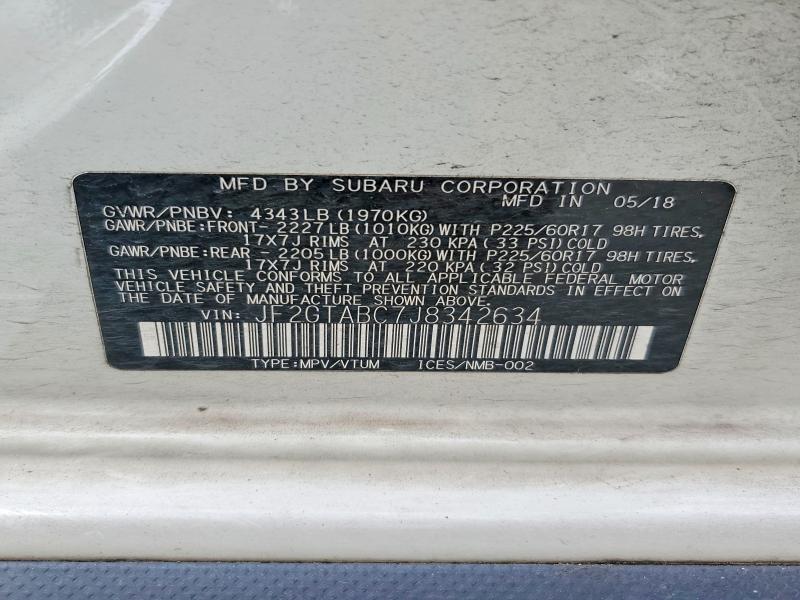 Aukcja sprzedaży 2018 Subaru Crosstrek, vin: JF2GTABC7J8342634, numer aukcji: 55457466
