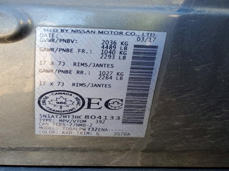 Продажа на аукционе авто 2017 Nissan Rogue, vin: 5N1AT2MT3HC804133, номер лота: 52925696
