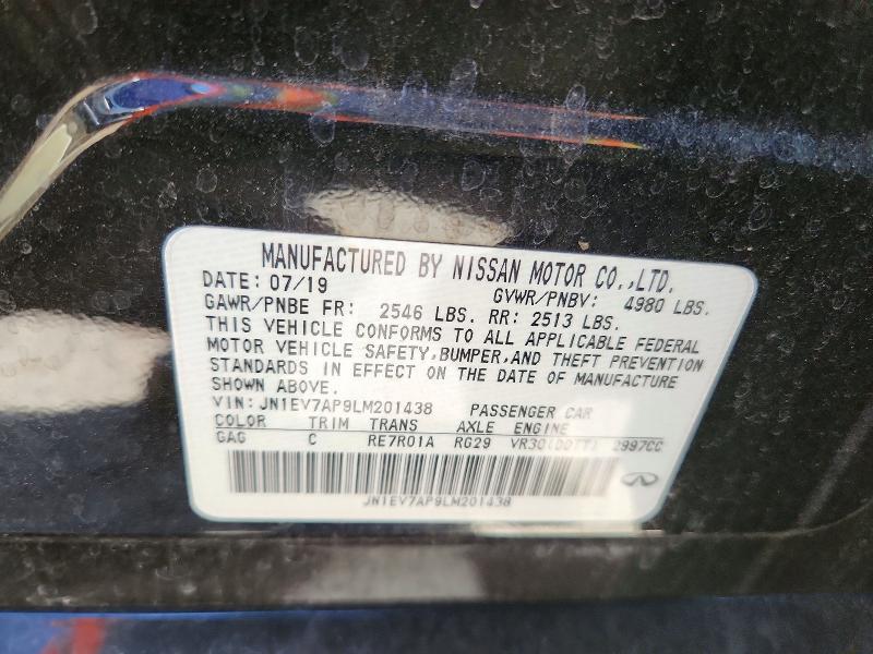 53985096 :رقم المزاد ، JN1EV7AP9LM201438 vin ، 2020 Infiniti Q50 مزاد بيع